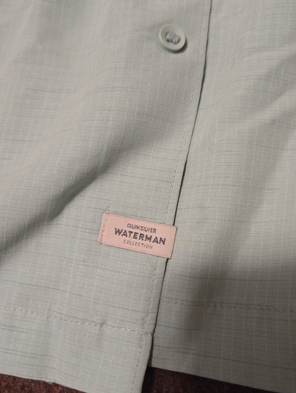 Quiksilver Waterman Shirt  Size Medium Mint Green Small Spot On Bottom Front - Picture 3 of 8